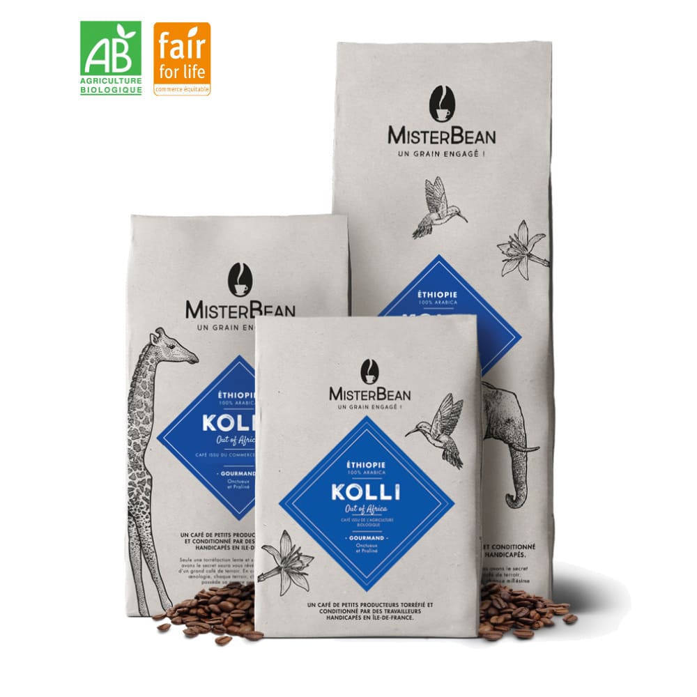 café en grain d'éthiopie kolli de misterbean bio et équitable