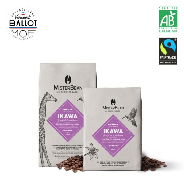 Café en grain BIO et équitable MAX HAVELAAR 500g et 250g - MisterBean - Ikawa du Rwanda - 100% arabica
