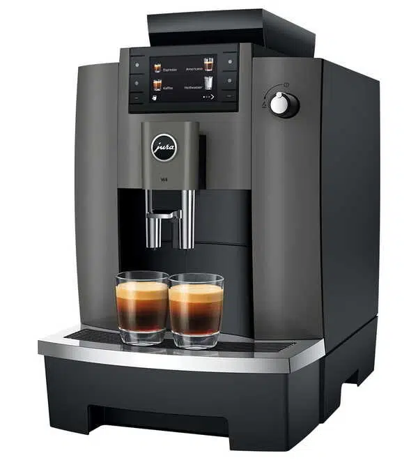 Machine à café de bureau Jura W4, idéale pour les entreprises jusqu'à 30 salariés à la recherche de café savoureux et rapide à faire.