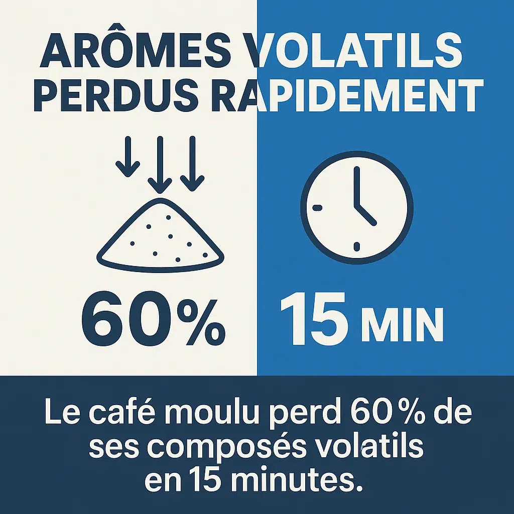 Arômes volatils perdus rapidement